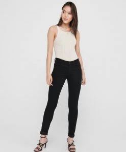 Ladies Jeans Jacqueline De Yong NEWNIKKI Regular Waist Skinny Fit Jeans -BLACK