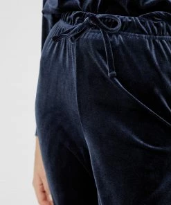 Pieces GIGI High Waisted Velour Trousers -NAVY BLAZER (XS, M Only)