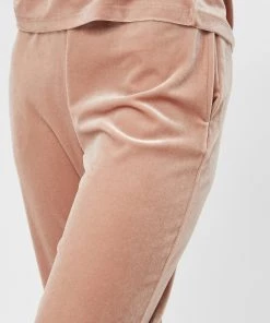 Ladies Trousers & Shorts Pieces GIGI High Waisted Velour Trousers -ROSE