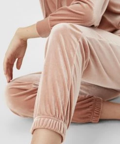 Ladies Trousers & Shorts Pieces GIGI High Waisted Velour Trousers -ROSE