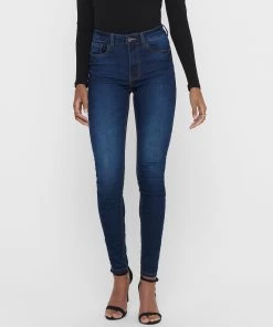 Ladies Jeans Jacqueline De Yong NEWNIKKI High Waist Skinny Fit Jeans -MID WASH