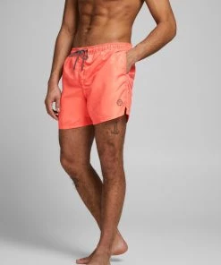 Jack & Jones BALI Solid-Colour Swim Shorts -CORAL Swimwear