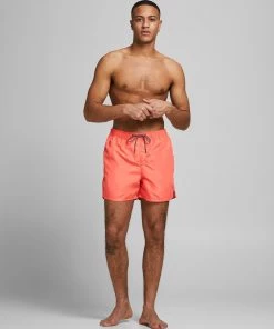 Jack & Jones BALI Solid-Colour Swim Shorts -CORAL Swimwear