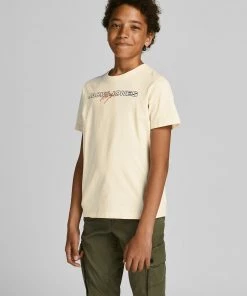Jack & Jones JNR Jack & Jones JORTROPIEASY Boys Tee -CREAM Kids Polos, Tees, & Shirts