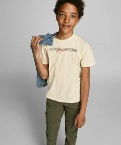 Jack & Jones JNR Jack & Jones JORTROPIEASY Boys Tee -CREAM Kids Polos, Tees, & Shirts