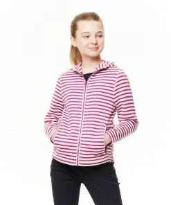 Craghoppers Girls Collier Zip Hoody -PINK STRIPE (5-6, 11-12 Only)