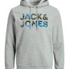 Jack & Jones JJSOLDIER Hoody -LIGHT GREY MELANGE Mens Hoodies & Sweatshirts