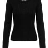 Jacqueline De Yong JENNA Knit Top -BLACK
