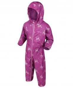 Kids Puddlesuits Regatta Kids Pobble Lightweight Puddlesuit -ORCHID