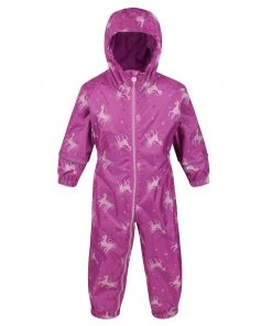 Kids Puddlesuits Regatta Kids Pobble Lightweight Puddlesuit -ORCHID