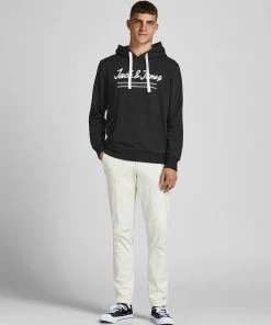 Mens Hoodies & Sweatshirts Jack & Jones JJHERRO Hoody -BLACK