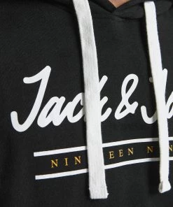 Mens Hoodies & Sweatshirts Jack & Jones JJHERRO Hoody -BLACK