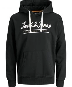 Mens Hoodies & Sweatshirts Jack & Jones JJHERRO Hoody -BLACK