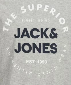 Jack & Jones JJHERRO Tee -LIGHT GREY MELANGE (M, XL Only) Mens Polos, Tees & Shirts