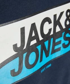 Jack & Jones JCOFLY Crew Sweatshirt, Big Logo -NAVY BLAZER