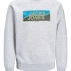 Jack & Jones JCOFLY Crew Sweatshirt, Big Logo -LIGHT GREY MELANGE Mens Hoodies & Sweatshirts
