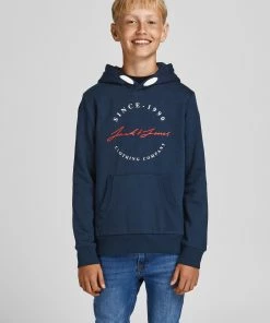 Jack & Jones JNR Jack & Jones JJHERRO Boys Hoody -NAVY BLAZER Kids Hoodies & Sweatshirts