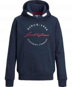 Jack & Jones JNR Jack & Jones JJHERRO Boys Hoody -NAVY BLAZER Kids Hoodies & Sweatshirts