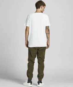 Jack & Jones JJAPPLICATE Tee -WHITE Mens Polos, Tees & Shirts