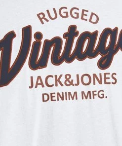 Jack & Jones JJAPPLICATE Tee -WHITE Mens Polos, Tees & Shirts