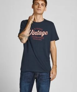 Jack & Jones JJAPPLICATE Tee -NAVY BLAZER Mens Polos, Tees & Shirts