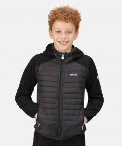Regatta Kids Kielder V Hybrid Jacket -ASH/BLACK Kids Jackets & Bodywarmers