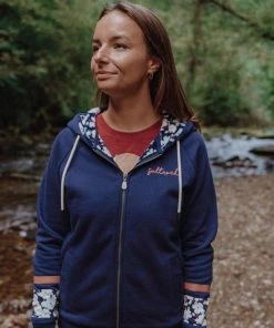 Saltrock Sea-Thrift Ladies Lined Hoody -DARK BLUE Ladies Hoodies & Sweatshirts