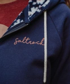 Saltrock Sea-Thrift Ladies Lined Hoody -DARK BLUE Ladies Hoodies & Sweatshirts