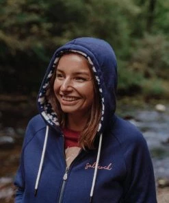 Saltrock Sea-Thrift Ladies Lined Hoody -DARK BLUE Ladies Hoodies & Sweatshirts