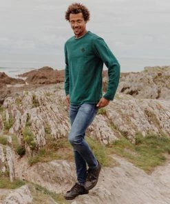 Saltrock Mortimer Mens Fleece Sweatshirt -DARK GREEN Mens Hoodies & Sweatshirts