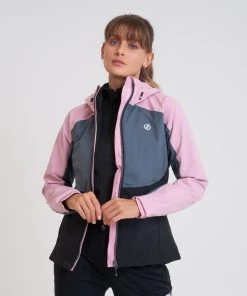 Dare2B Ladies Compete Waterproof Jacket -GREY/PINK