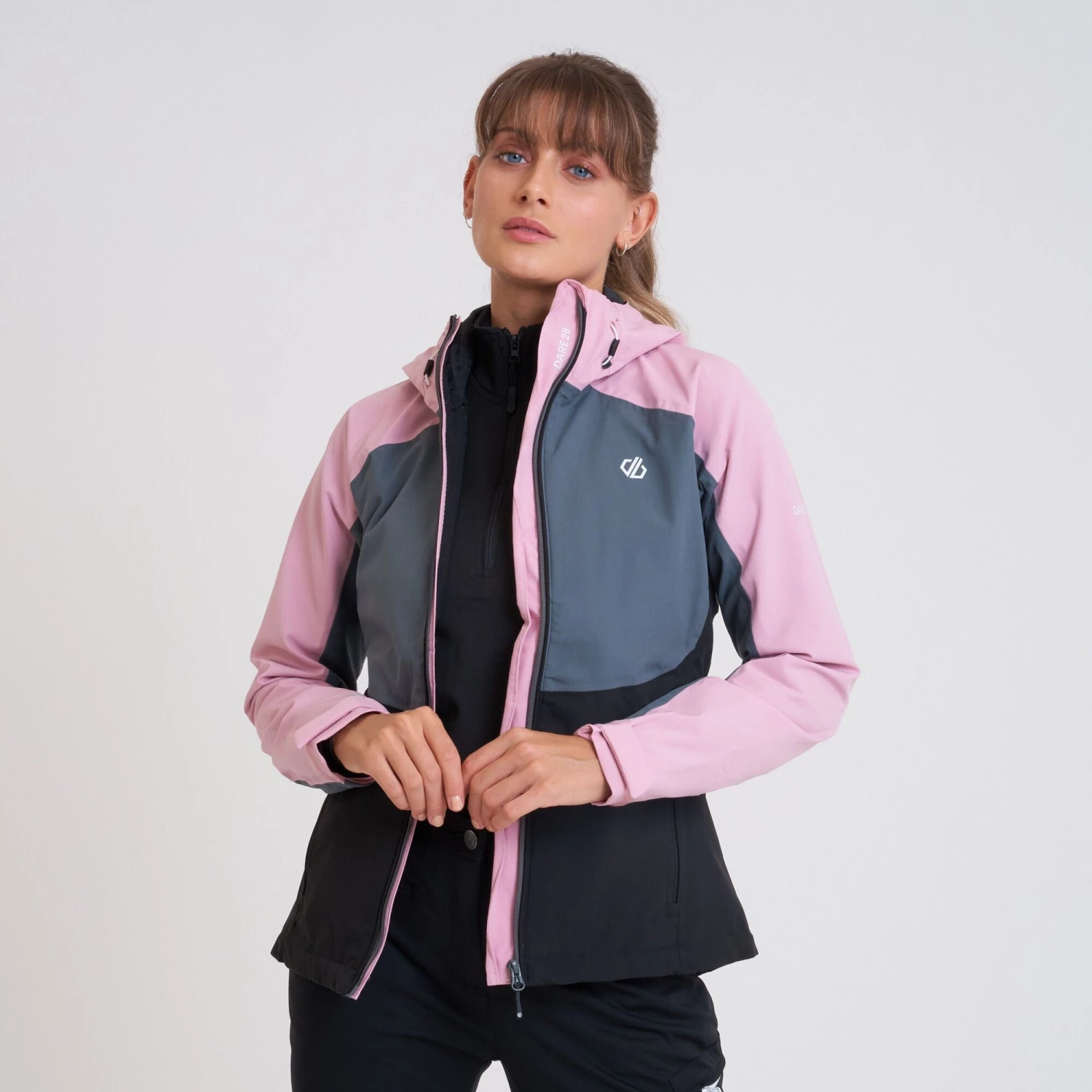 Dare2B Ladies Compete Waterproof Jacket -GREY/PINK