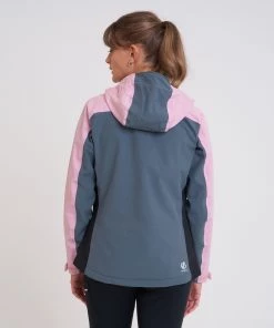Dare2B Ladies Compete Waterproof Jacket -GREY/PINK