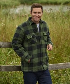 Champion Mens Kinross Padded Work Shirt -GREEN