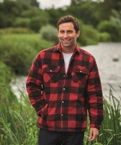 Work Polos, Tees & Shirts Champion Mens Kinross Padded Work Shirt -RED