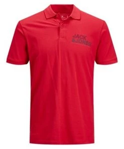 Jack & Jones JCOFLOKI Polo Shirt -RED Mens Polos, Tees & Shirts