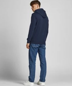 Jack & Jones JJEBASIC Logo Hoody -NAVY BLAZER