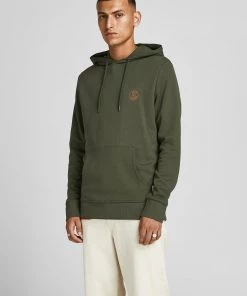 Jack & Jones JJEBASIC Logo Hoody -FOREST NIGHT Mens Hoodies & Sweatshirts