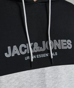 Jack & Jones JJEURBAN Block Hoody -BLACK (M Only)