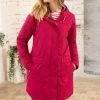 Lighthouse Long Iona Jacket-RASPBERRY