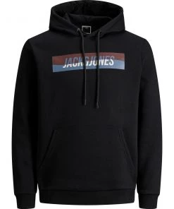 Mens Hoodies & Sweatshirts Jack & Jones JCOCURVED Hoody -BLACK
