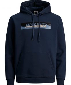 Mens Hoodies & Sweatshirts Jack & Jones JCOCURVED Hoody -NAVY BLAZER