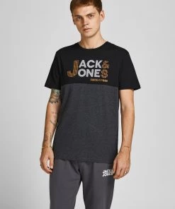 Mens Polos, Tees & Shirts Jack & Jones JCOIVAR Tee -BLACK