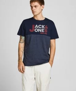 Mens Polos, Tees & Shirts Jack & Jones JCOIVAR Tee -NAVY BLAZER