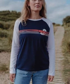 Ladies Polos, Tees & Shirts Saltrock Ladies Moonrise Stripe Raglan Tee -DARK BLUE