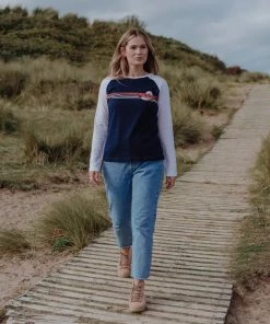 Ladies Polos, Tees & Shirts Saltrock Ladies Moonrise Stripe Raglan Tee -DARK BLUE