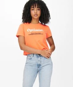 Ladies Polos, Tees & Shirts Jacqueline De Yong LISETTE Tee -ORANGE