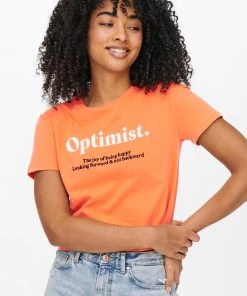 Ladies Polos, Tees & Shirts Jacqueline De Yong LISETTE Tee -ORANGE