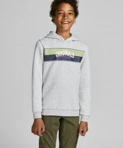 Jack & Jones JNR Kids Hoodies & Sweatshirts Jack & Jones JORMASON Boys Hoody -WHITE MELANGE (13-14, 15-16 Only)