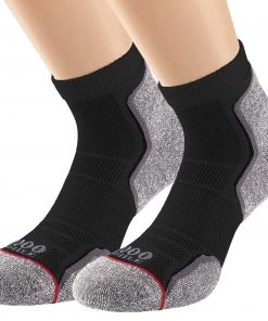 1000 Mile Mens Sportswear & Fitness 1000Mile Mens 2 Pack Run Anklet Socks -GREY/BLACK